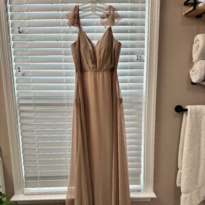 Bridesmaid Taupe Chiffon Dress- Birdy Grey Size Medium